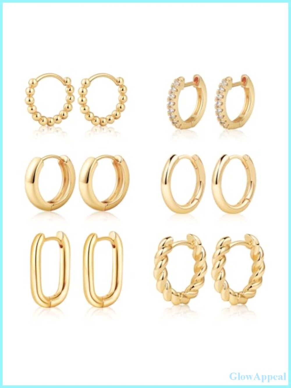 Chunky Hoop Earrings Set for Women 14K Gold Plated Hypoallergenic Gift